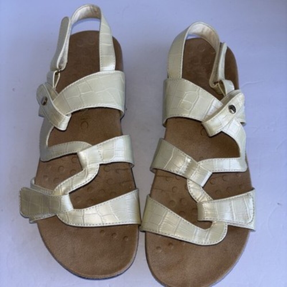 Vionic Paros Ivory Adjustable Arch Support Womens Sandals Size 10